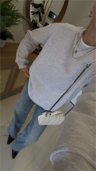 Nendy Gri Şardonlu Basic Sweat