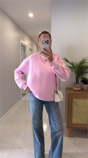 Nendy Pembe Şardonlu Basic Sweat