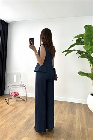 Nenla Lacivert Silver Düğmeli Yelek Pantolon Takım