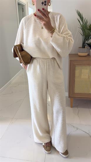 Neptüm Ekru Tüvit Sweat Pantolon Takım
