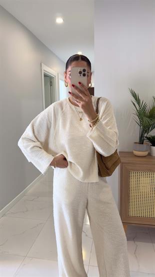 Neptüm Ekru Tüvit Sweat Pantolon Takım