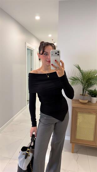 Nerta Siyah Madonna Yaka Bluz