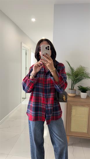 Neslan Kırmızı Lacivert Oduncu Gömlek