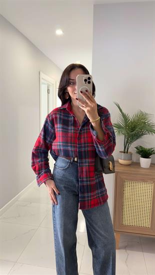 Neslan Kırmızı Lacivert Oduncu Gömlek