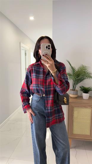 Neslan Kırmızı Lacivert Oduncu Gömlek