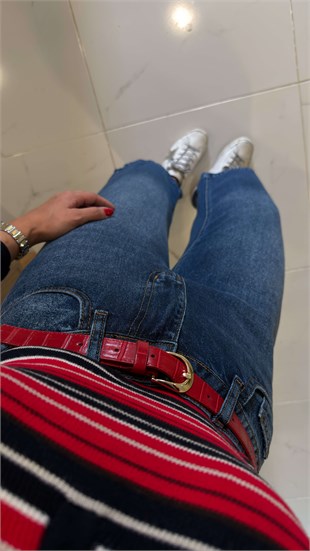 Niolsa Lacivert Kemerli Jean