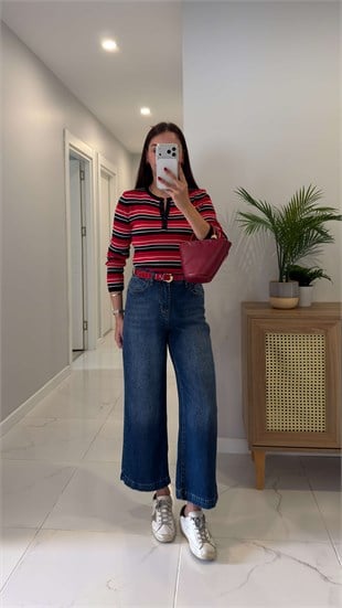 Niolsa Lacivert Kemerli Jean