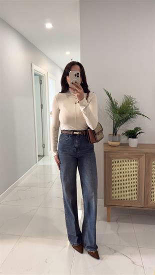 Noni Koyu Mavi Kar Yıkama Wıde Leg Jean