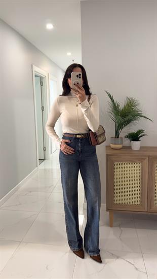 Noni Koyu Mavi Kar Yıkama Wıde Leg Jean