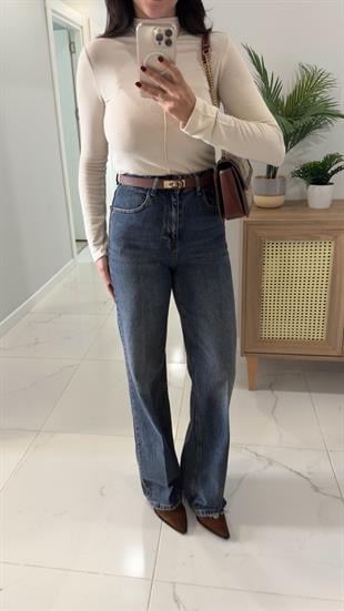 Noni Koyu Mavi Kar Yıkama Wıde Leg Jean