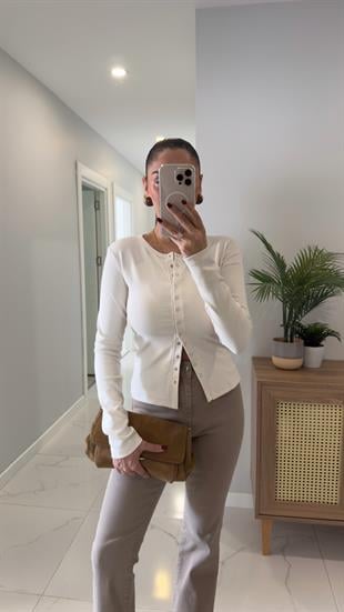 Nus Ekru Çıtçıtlı Bluz