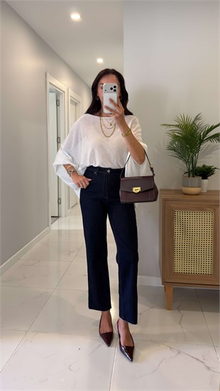 Nutre Dark Blue Boy Fit Kesik Paça Jean