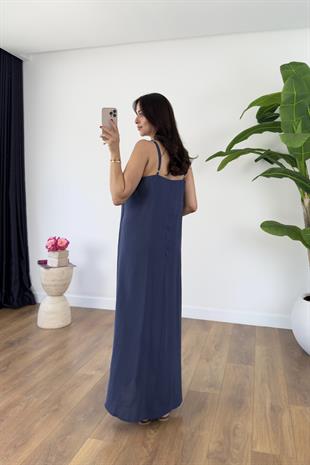 Ossy İndigo Askı Ayarlanabilir Maxi Boy Elbise