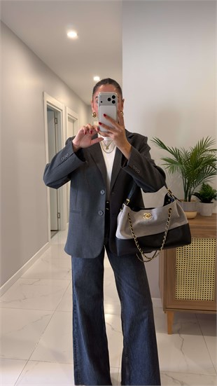 Owers Gri Oversize Blazer Ceket
