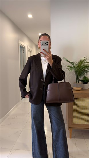 Owers Kahve Oversize Blazer Ceket
