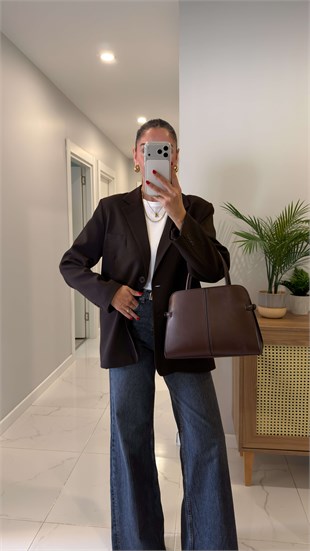 Owers Kahve Oversize Blazer Ceket