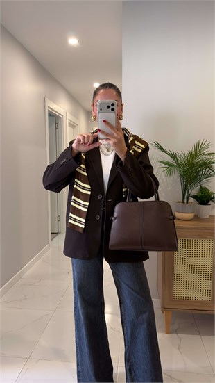 Owers Kahve Oversize Blazer Ceket