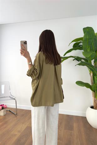 Oxie Olive Dökümlü Tensel Gömlek