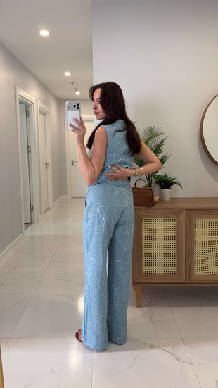 Palla Mavi Pul İşleme Detaylı Pantolon