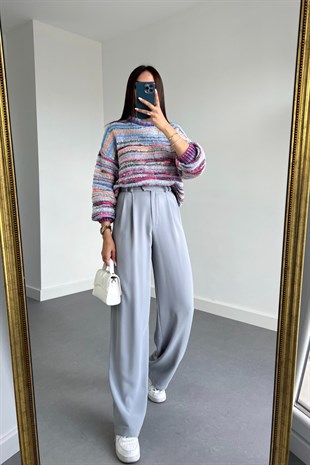 Lexa Gri Palazzo Premium Pantolon
