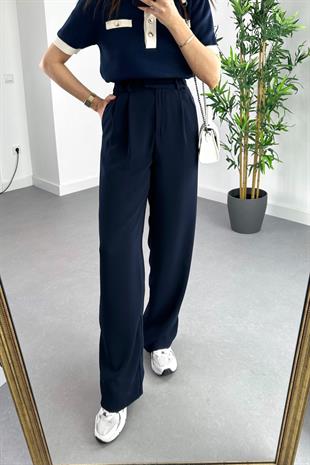 Lexa Lacivert Premium Palazzo Pantolon