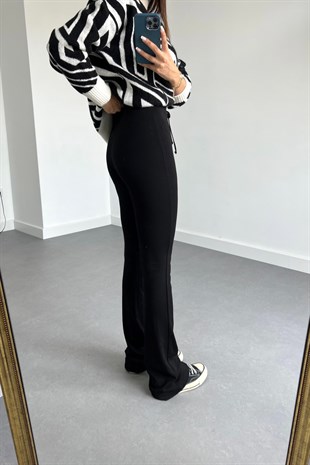 Mng Siyah Beli Bağlamalı Tayt Pantolon