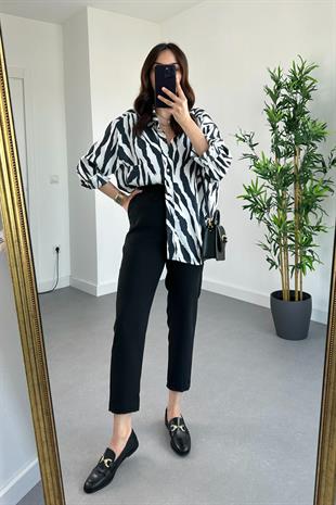 Siyah Beli Bağlamalı Tünelli Atlas Pantolon