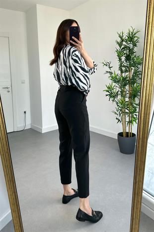 Siyah Beli Bağlamalı Tünelli Atlas Pantolon