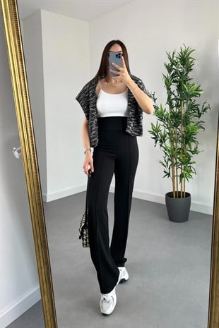 Siyah Beli Korse Detaylı Pantolon