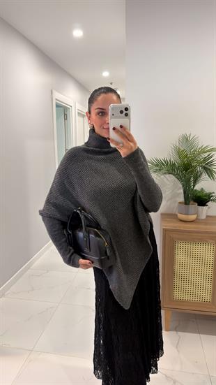 Paskalya Antrasit Boğazlı Asimetrik Kesim Triko