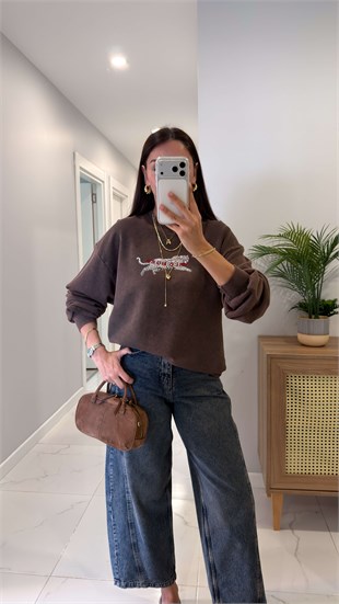 Patra Kahve Wıld Muse Nakışlı Sweat