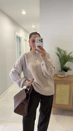 Pegra Vizon Bisiklet Yaka Oversize Triko