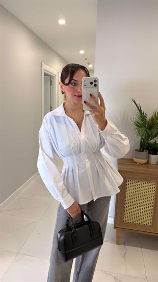 Perisya Beyaz Pileli Gömlek