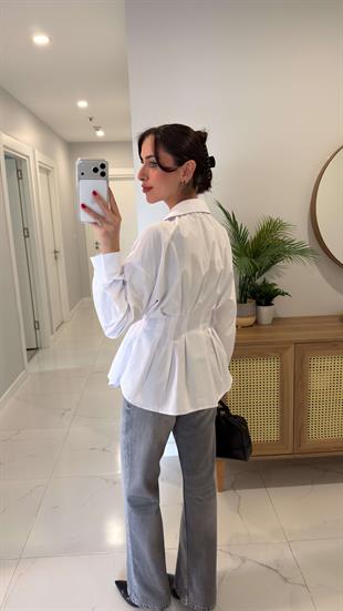 Perisya Beyaz Pileli Gömlek