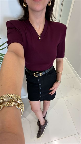 Peritta Bordo Vatkalı Çıtçıtlı Bluz