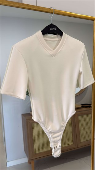 Peritta Ekru Vatkalı Çıtçıtlı Bluz