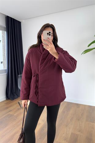 Polena Bordo Bağlama Detaylı Şişme Mont