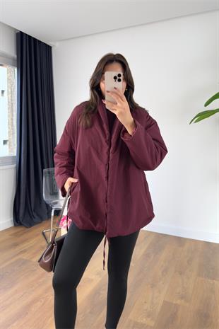 Polena Bordo Bağlama Detaylı Şişme Mont