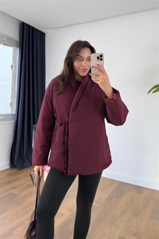 Polena Bordo Bağlama Detaylı Şişme Mont