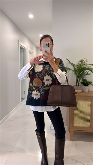 Pollenya Lacivert Süveter Gömlek Takım