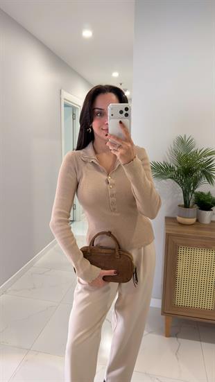 Posti Bej Çıtçıt Detaylı Bluz