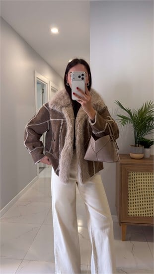 Potrez Camel Kürk Detaylı Süet Mont