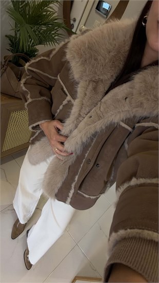 Potrez Camel Kürk Detaylı Süet Mont