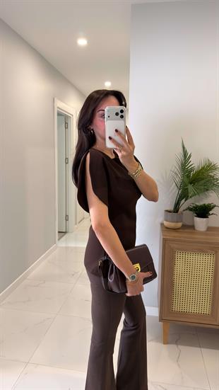 Pusla Kahve Kol Detaylı Bluz