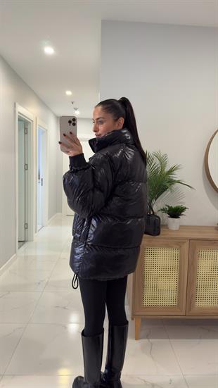 Renato Siyah Parlak Şişme Mont