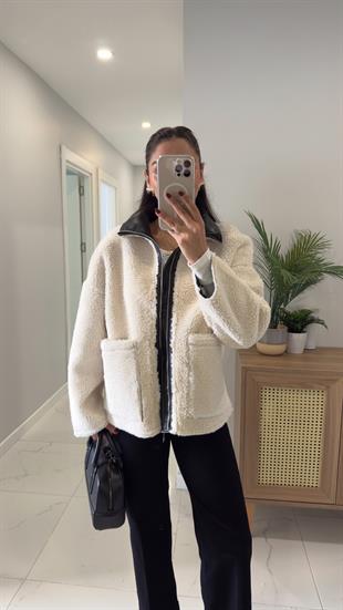 Rennato Ekru Peluş Mont