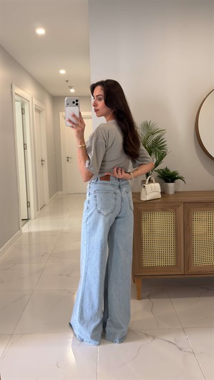 Rioltra Açık Mavi Kar Yıkama Wıde Leg Jean