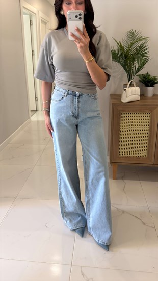 Rioltra Açık Mavi Kar Yıkama Wıde Leg Jean
