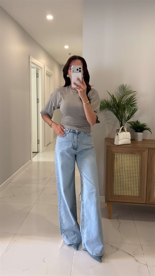 Rioltra Açık Mavi Kar Yıkama Wıde Leg Jean