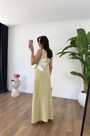Rita Sarı Tek Omuz Pencere Detaylı Etek Astarlı Elbise